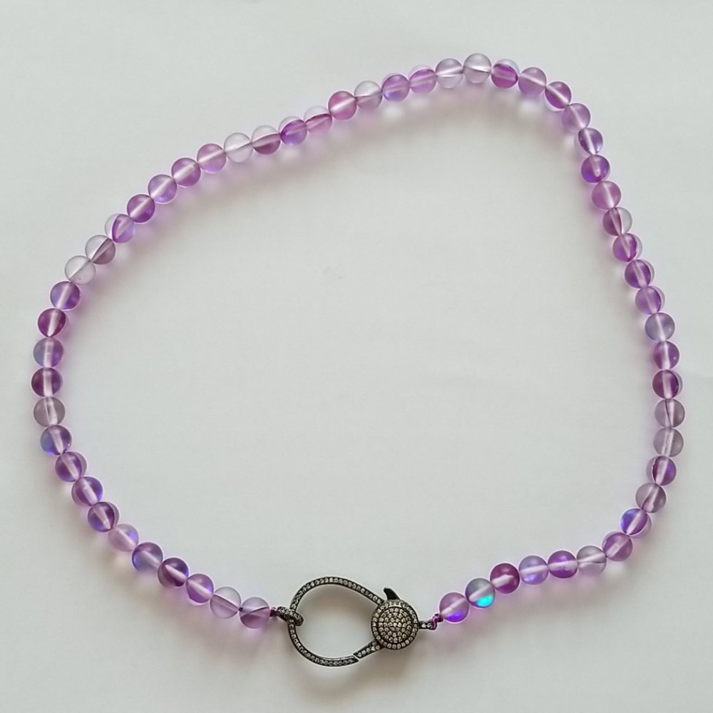 Purple mermaid bead necklace with pave' clasp